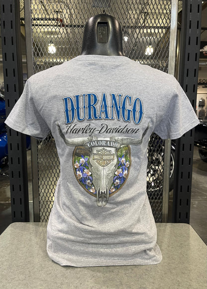 DHD - B&S - Cow Skull - Womens V-Neck Tee